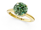 Yellow gold Fancy Green Round  Brilliant Solitaire Engagement Ring with Six-Prong Setting and Classic Band_21