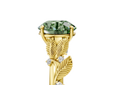 Yellow gold Fancy Green Round  Brilliant Solitaire with Leaf Motif Band and Four-Prong Setting_68