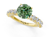 Yellow gold Fancy Green Round  Brilliant Solitaire with Pavé Band and Four-Prong Setting_41