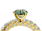 Yellow gold Fancy Green Round  Brilliant Solitaire with Pavé Band and Four-Prong Setting_44