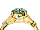 Yellow gold Fancy Green Round  Brilliant Solitaire with Pave Band and Four-Prong Setting_23