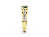Yellow gold Fancy Green Round  Brilliant Solitaire with Side Stones on a Pave Band and Four-Prong Setting_14