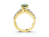 Yellow gold Fancy Green Round  Brilliant Solitaire with Side Stones on a Pave Band and Four-Prong Setting_15