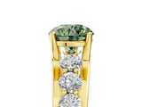 Yellow gold Fancy Green Round  Brilliant Solitaire with Side Stones on a Pave Band and Four-Prong Setting_17