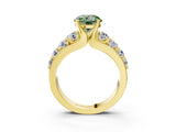 Yellow gold Fancy Green Round  Brilliant Solitaire with Side Stones on a Pave Band and Four-Prong Setting_27