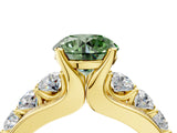 Yellow gold Fancy Green Round  Brilliant Solitaire with Side Stones on a Pave Band and Four-Prong Setting_28