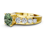 Yellow gold Fancy Green Round  Brilliant Solitaire with Side Stones on a Pave Band and Four-Prong Setting_89