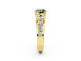Yellow gold Fancy Green Round  Brilliant Solitaire with Side Stones on a Pave Band and Four-Prong Setting_91