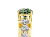 Yellow gold Fancy Green Round  Brilliant Solitaire with Side Stones on a Pave Band and Four-Prong Setting_94