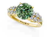 Yellow gold Fancy Green Round  Cluster Diamond Engagement Ring with Pavé Band and Four-Prong Setting_50