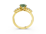 Yellow gold Fancy Green Round  Cluster Diamond Engagement Ring with Pavé Band and Four-Prong Setting_52