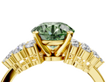 Yellow gold Fancy Green Round  Cluster Diamond Engagement Ring with Pavé Band and Four-Prong Setting_53
