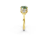 Yellow gold Fancy Green Round Cut Brilliant Diamond Cluster Accent Solitaire Ring with Prong Setting_2