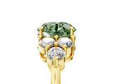 Yellow gold Fancy Green Round Cut Brilliant Diamond Cluster Accent Solitaire Ring with Prong Setting_5