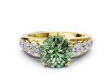 Yellow gold Fancy Green Round Cut Brilliant Diamond Pavé Band with Six-Prong Setting_12