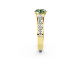 Yellow gold Fancy Green Round Cut Brilliant Diamond Pavé Band with Six-Prong Setting_14