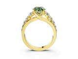 Yellow gold Fancy Green Round Cut Brilliant Diamond Pavé Band with Six-Prong Setting_15