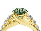 Yellow gold Fancy Green Round Cut Brilliant Diamond Pavé Band with Six-Prong Setting_16