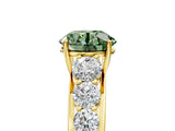 Yellow gold Fancy Green Round Cut Brilliant Diamond Pavé Band with Six-Prong Setting_17