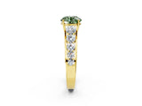 Yellow gold Fancy Green Round Cut Brilliant Diamond Pavé Band with Six-Prong Setting_2