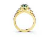 Yellow gold Fancy Green Round Cut Brilliant Diamond Pavé Band with Six-Prong Setting_3
