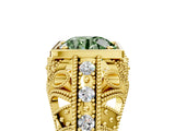 Yellow gold Fancy Green Round Cut Brilliant Milgrain Filigree Diamond Ring with Square Prong Setting_5