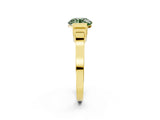 Yellow gold Fancy Green Round Cut Brilliant Solitaire Diamond Ring with Channel Set Band and Bar Prong Setting_2