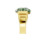 Yellow gold Fancy Green Round Cut Brilliant Solitaire Diamond Ring with Channel Set Band and Bar Prong Setting_5