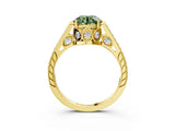 Yellow gold Fancy Green Round  Cut Cathedral Pave Diamond Engagement Ring with Six-Prong Setting_36