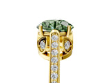 Yellow gold Fancy Green Round  Cut Cathedral Pave Diamond Engagement Ring with Six-Prong Setting_38