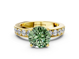 Yellow gold Fancy Green Round  Cut Channel Set Diamond Engagement Ring with Four-Prong Setting_204