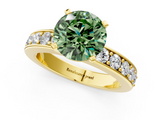 Yellow gold Fancy Green Round  Cut Channel Set Diamond Engagement Ring with Four-Prong Setting_205