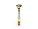 Yellow gold Fancy Green Round  Cut Channel Set Diamond Engagement Ring with Four-Prong Setting_206