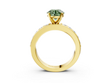 Yellow gold Fancy Green Round  Cut Channel Set Diamond Engagement Ring with Four-Prong Setting_207