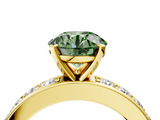 Yellow gold Fancy Green Round  Cut Channel Set Diamond Engagement Ring with Four-Prong Setting_208