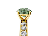 Yellow gold Fancy Green Round  Cut Channel Set Diamond Engagement Ring with Four-Prong Setting_209