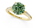 Yellow gold Fancy Green Round  Cut Channel Set Solitaire Engagement Ring with Four-Prong Setting_232