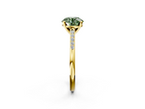 Yellow gold Fancy Green Round  Cut Channel Set Solitaire Engagement Ring with Four-Prong Setting_233