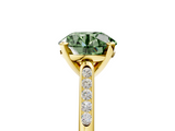 Yellow gold Fancy Green Round  Cut Channel Set Solitaire Engagement Ring with Four-Prong Setting_236