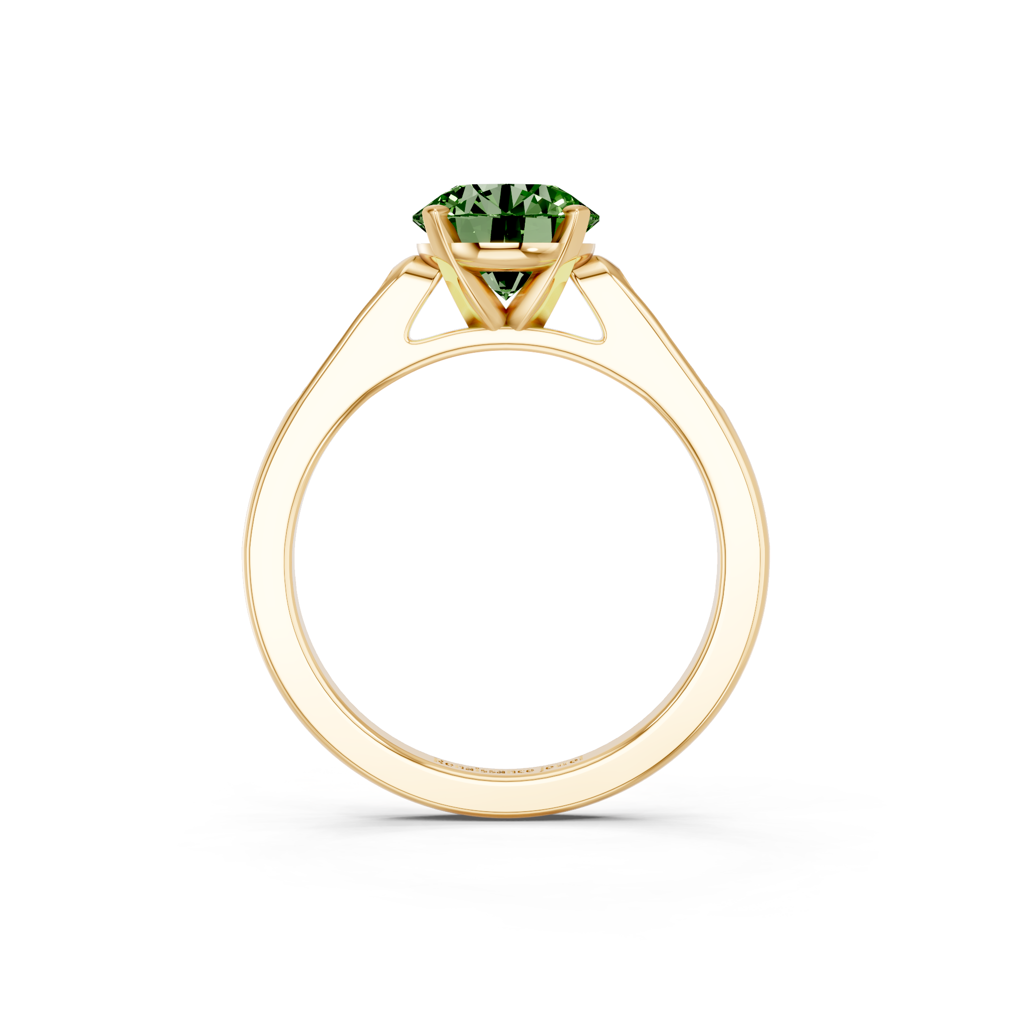 Yellow gold Fancy Green Round  Cut Channel Set Solitaire Engagement Ring with Four-Prong Setting_72