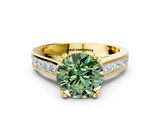 Yellow gold Fancy Green Round  Cut Channel Set Solitaire Engagement Ring with Prong Setting_20