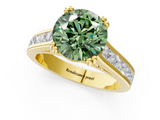 Yellow gold Fancy Green Round  Cut Channel Set Solitaire Engagement Ring with Prong Setting_21