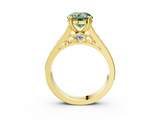 Yellow gold Fancy Green Round  Cut Channel Set Solitaire Engagement Ring with Prong Setting_23