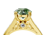 Yellow gold Fancy Green Round  Cut Channel Set Solitaire Engagement Ring with Prong Setting_24