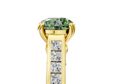 Yellow gold Fancy Green Round  Cut Channel Set Solitaire Engagement Ring with Prong Setting_25