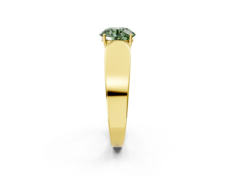 Yellow gold Fancy Green Round Cut Cut Diamond Channel Set Solitaire Ring with Four-Prong Setting_2