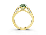 Yellow gold Fancy Green Round Cut Cut Diamond Channel Set Solitaire Ring with Four-Prong Setting_3
