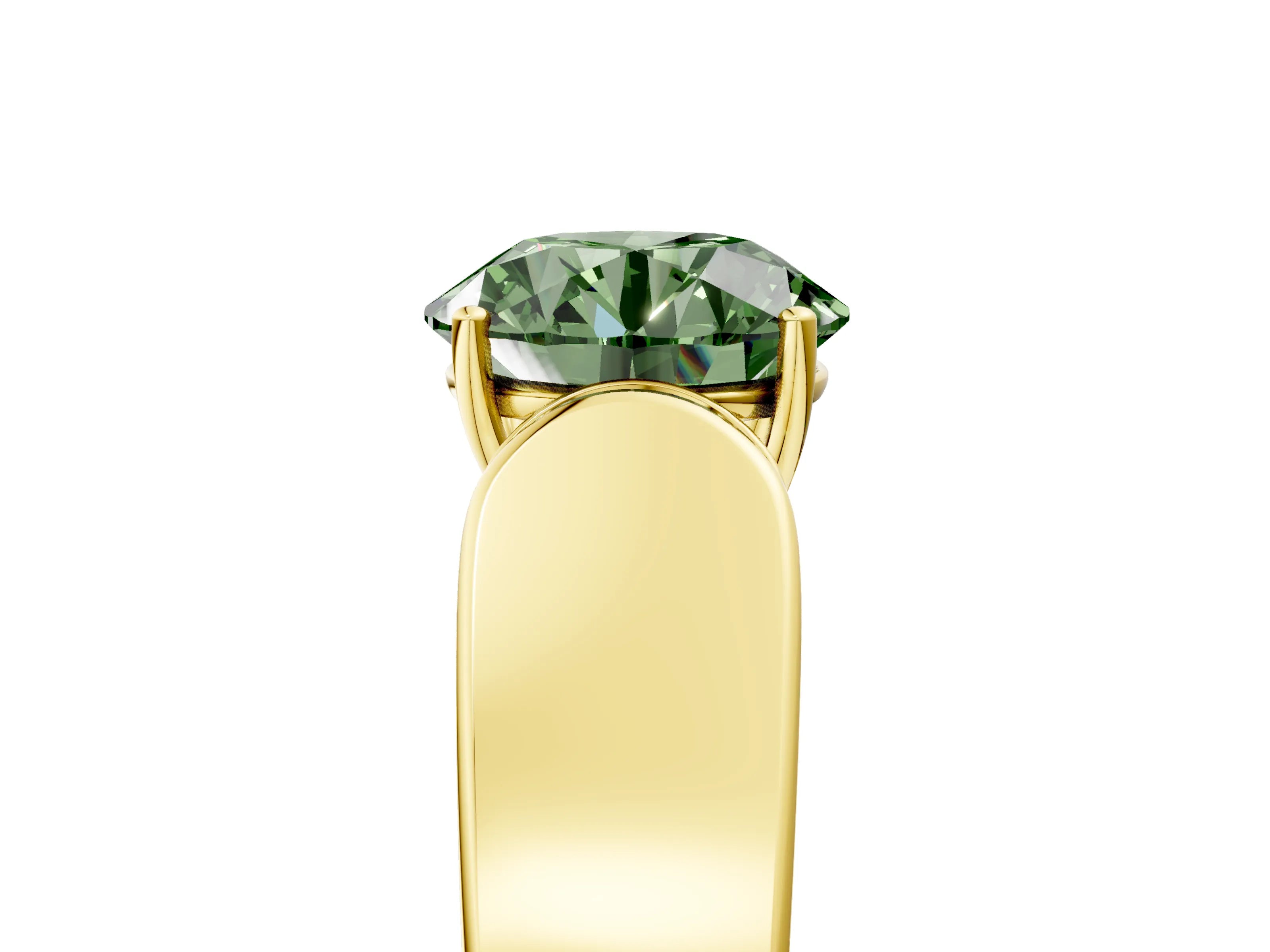 Yellow gold Fancy Green Round Cut Cut Diamond Channel Set Solitaire Ring with Four-Prong Setting_5