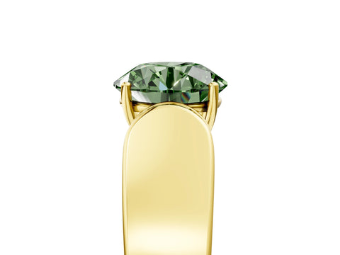 Yellow gold Fancy Green Round Cut Cut Diamond Channel Set Solitaire Ring with Four-Prong Setting_5