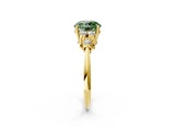 Yellow gold Fancy Green Round Cut Cut Diamond Cluster Ring with Solitaire Band and Four-Prong Setting_14